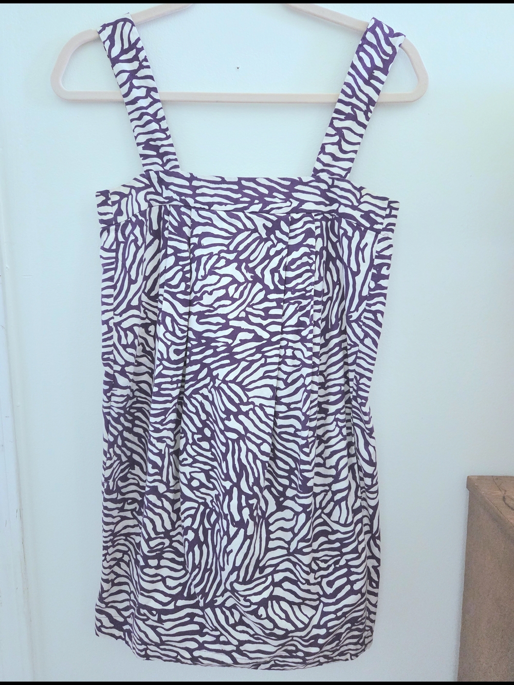 French Connection Purple and White Zebra-Print Sleeveless Tank Tunic Mini Dress